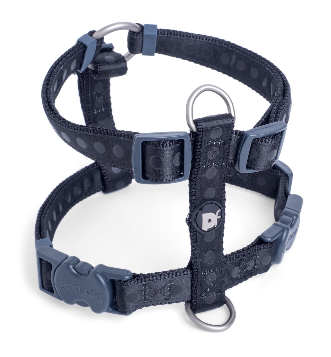 BLACK TONAL DOTS DOG HARNESS MED