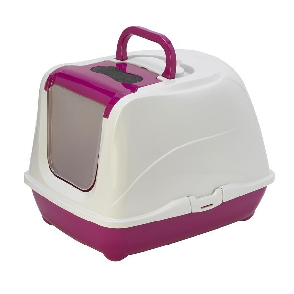 HOODED CAT LITTER TRAY 50CM PINK