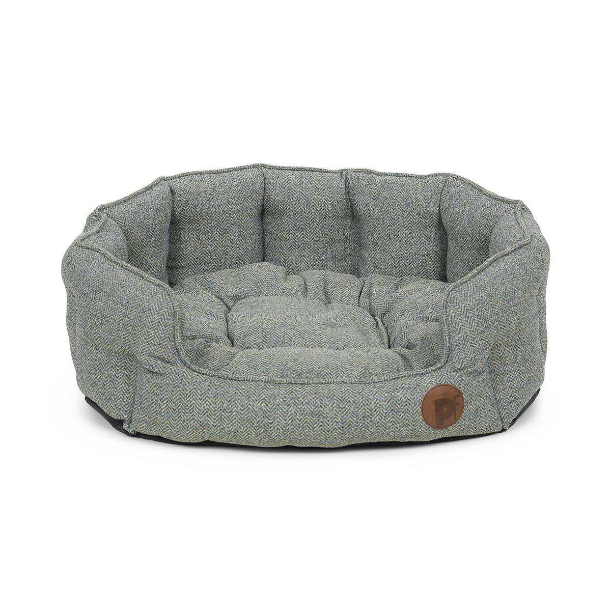 SAGE HERRINGBONE LOW OVAL PET BED - LRG