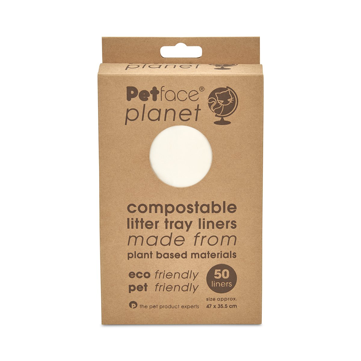 PETFACE PLANET 50 PACK COMPOSTABLE CAT LITTER TRAY LINERS