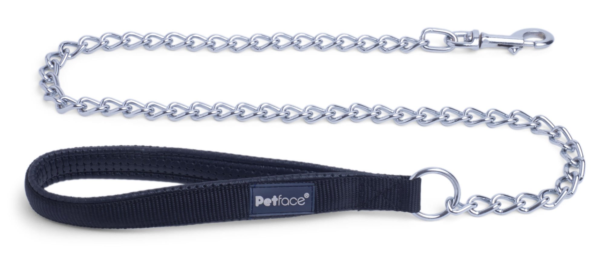 PADDED NYLON CHAIN DOG LEAD BLACK MED