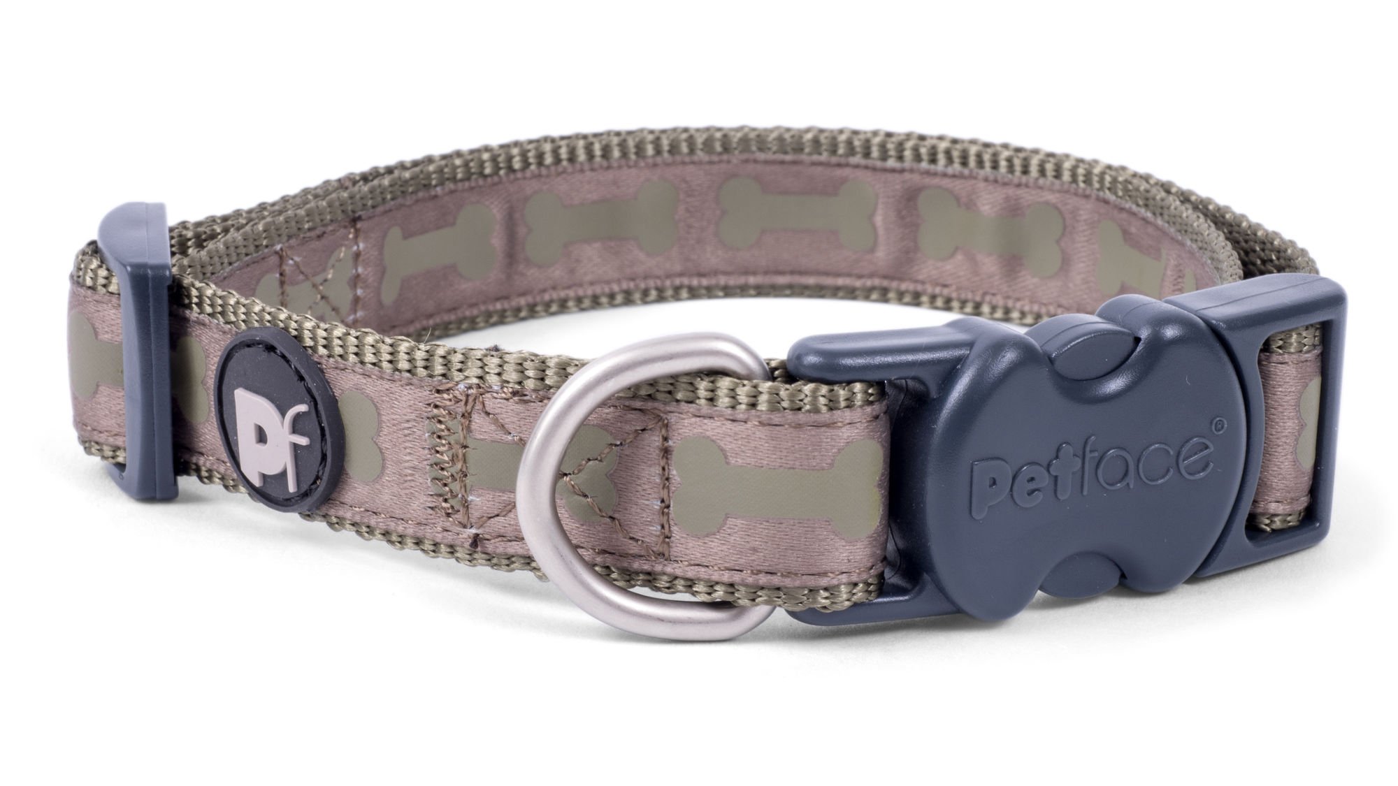 COUNTRY GREEN TONAL BONES DOG COLLAR LRG