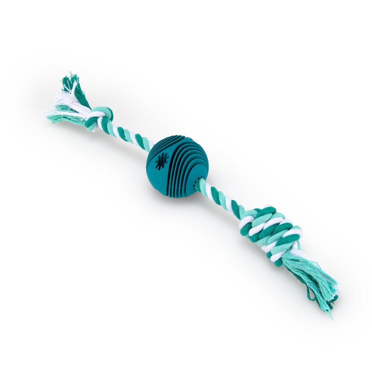 LITTLE PETFACE TREAT BALL ON A ROPE DOG TOY