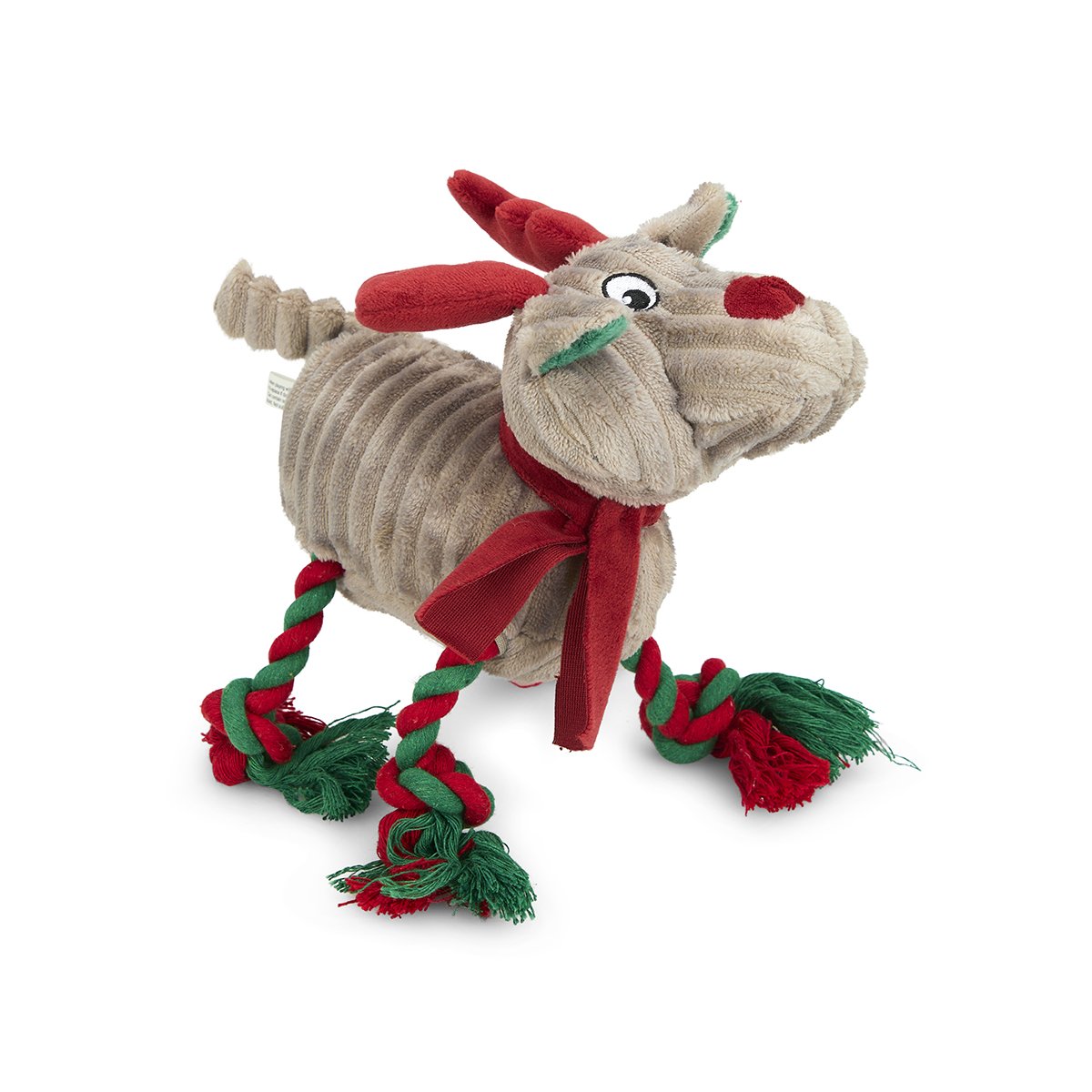 ROGER ROPE LEGS REINDEER WITH SCARF PLUSH CHRISTMAS DOG TOY