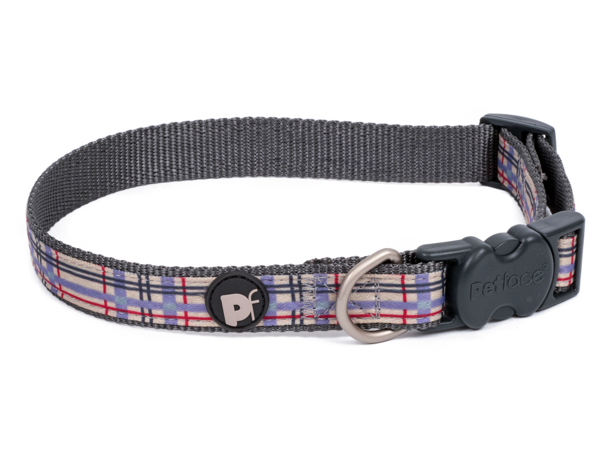 CREAM CHECK DOG COLLAR SML