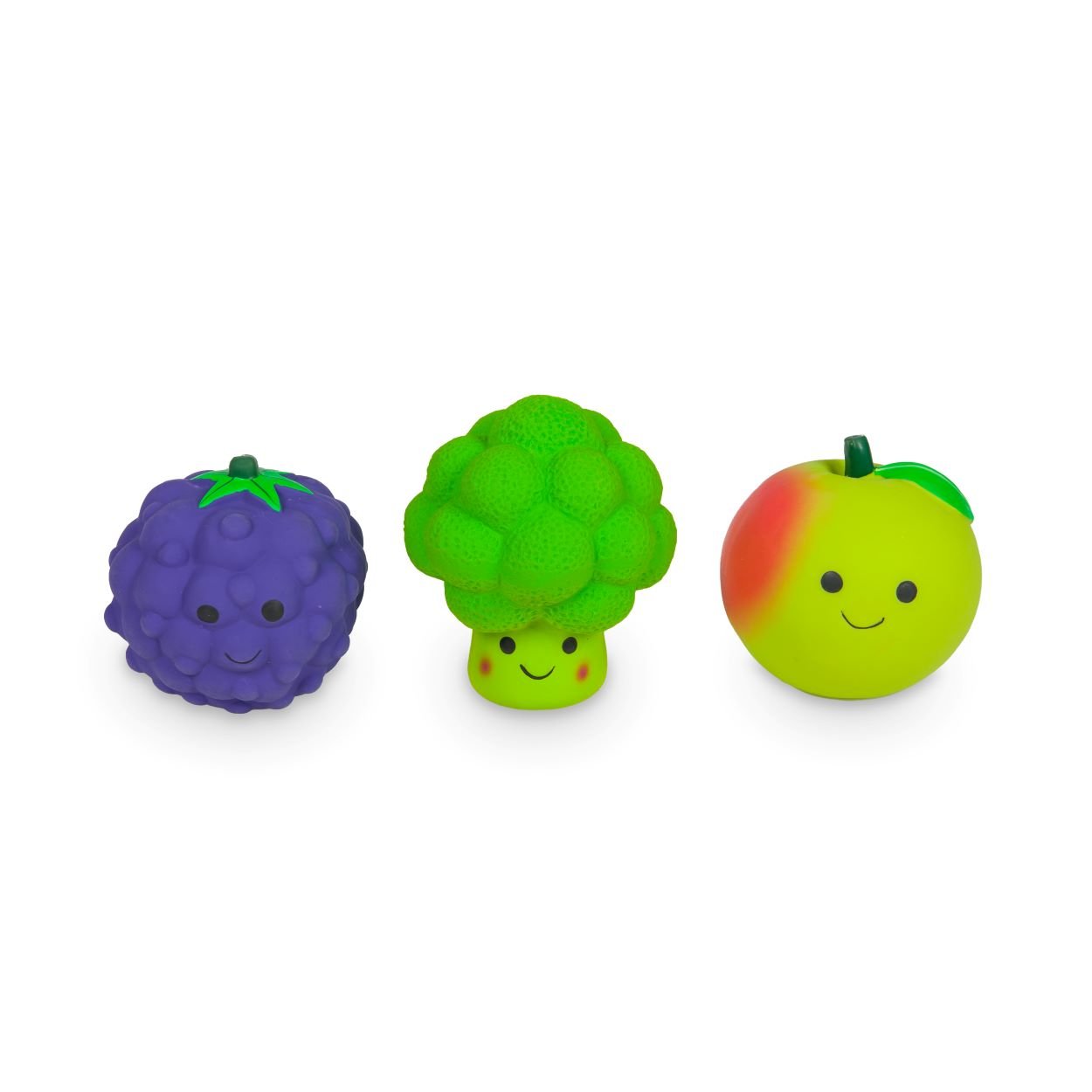 FOODIE FACES LATEX DOG TOYS -APPLE, BLACKBERRY AND BROCCOLI