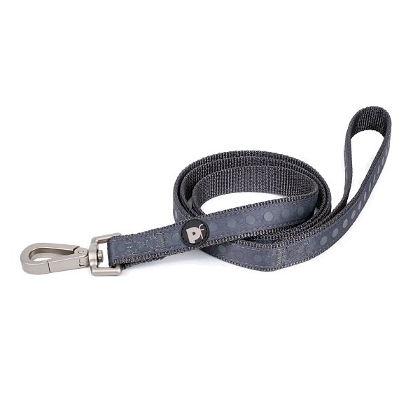 STEEL GREY TONAL DOTS DOG LEAD MED