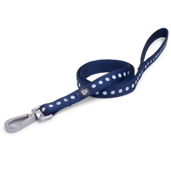 BLUE/WHITE DOTS DOG LEAD  SML