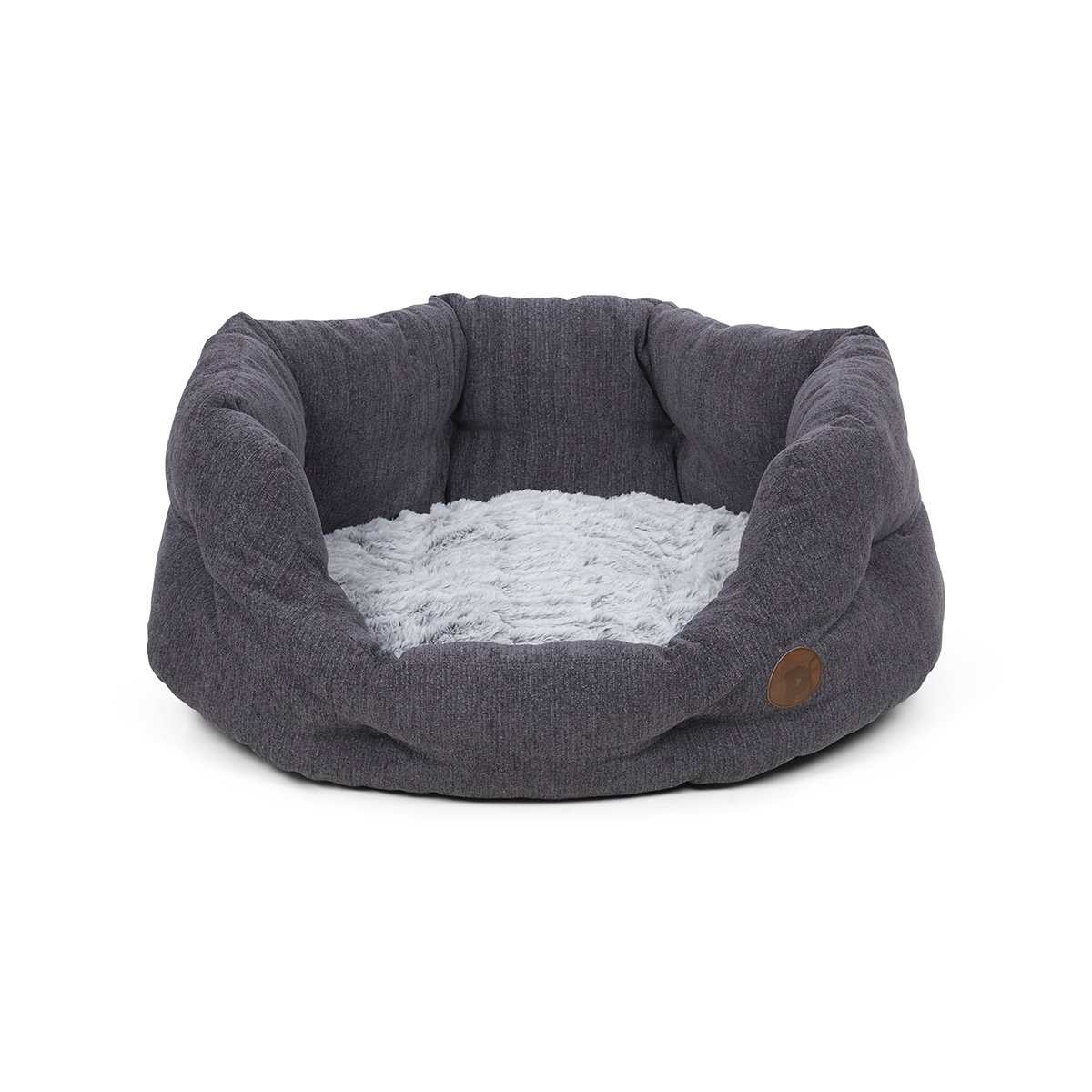 SLATE GREY HIGH OVAL PET BED - LRG