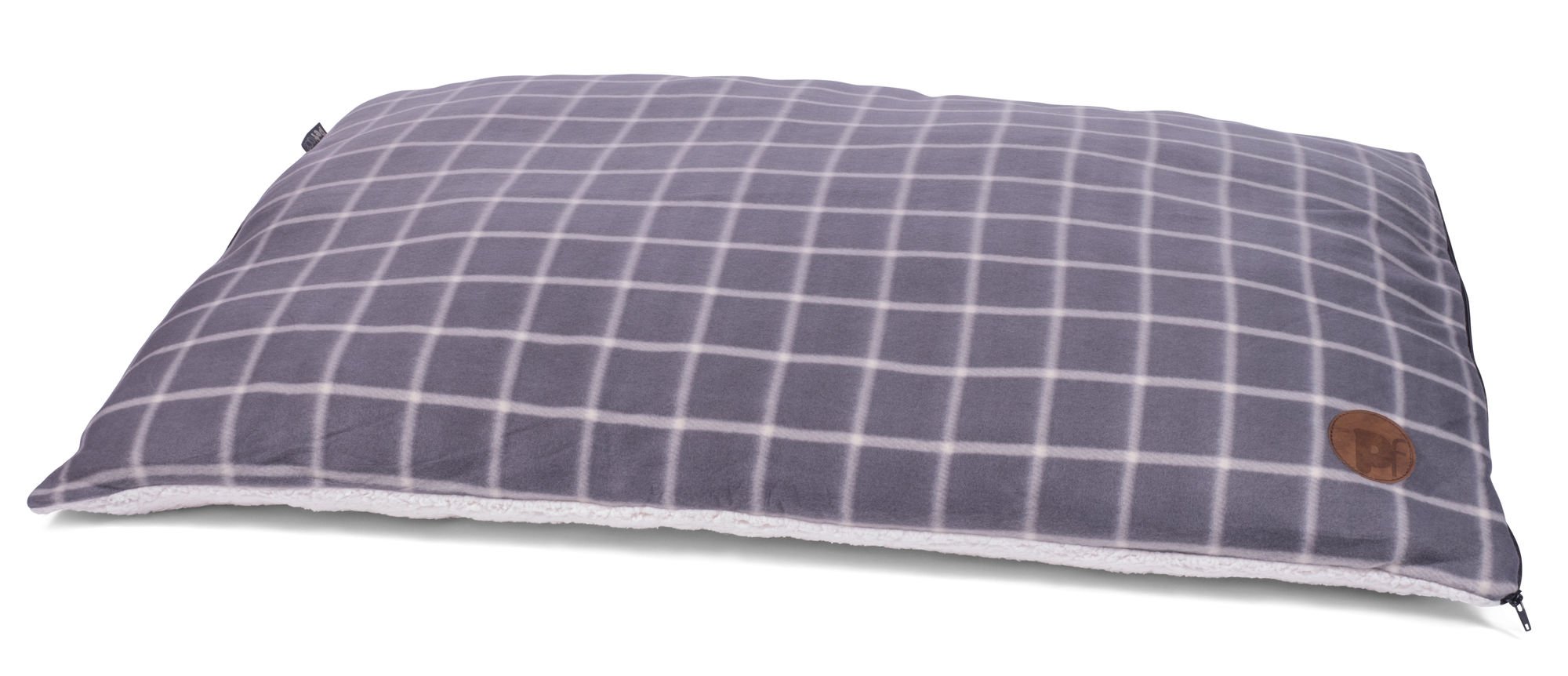 GREY WINDOW PANE CHECK PET PILLOW MATTRESS MED