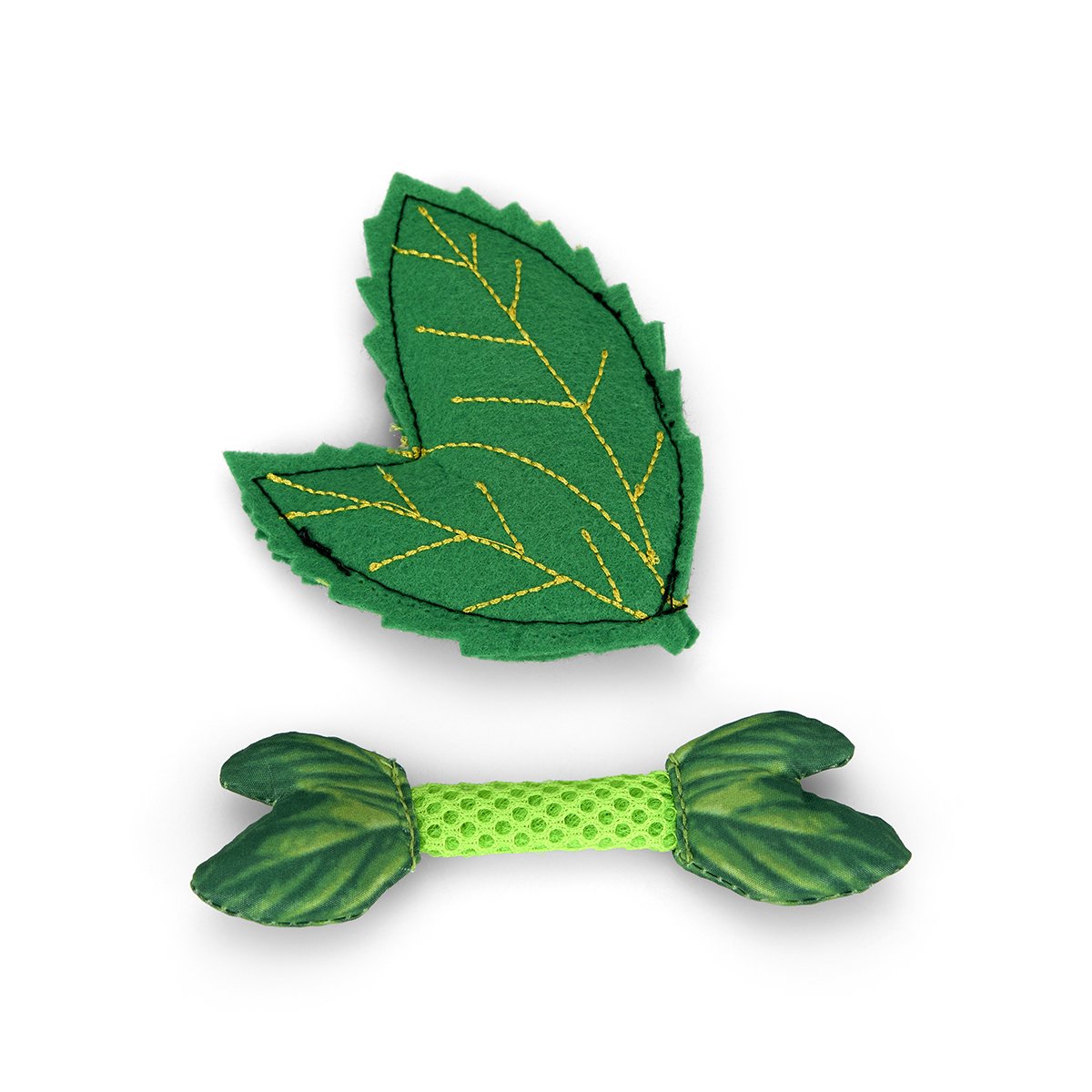 2 PACK FRESH BREATH MINT LEAVES WITH CATNIP PLUSH CAT TOYS