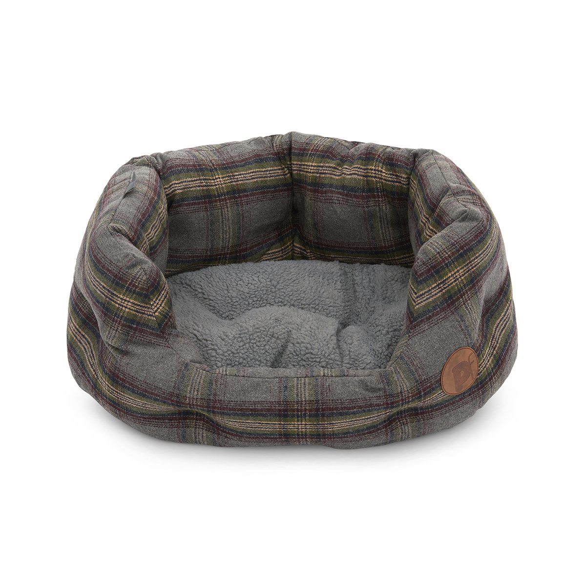 GREY TWEED OVAL PET BED SML