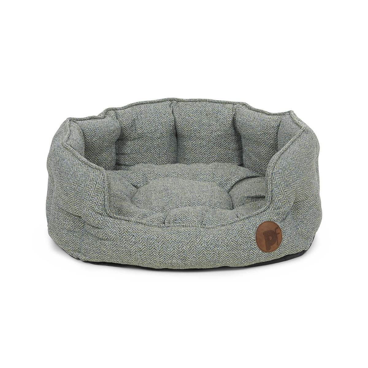 SAGE HERRINGBONE LOW OVAL PET BED - MED