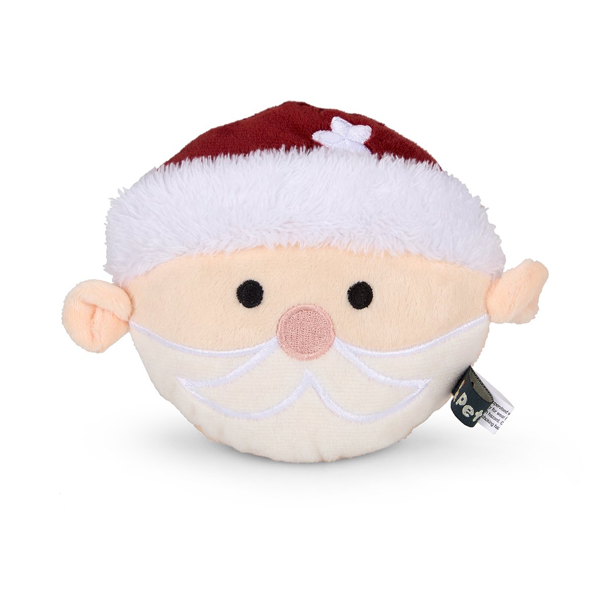 SQUEAKY SANTA FACE PLUSH CHRISTMAS DOG TOY