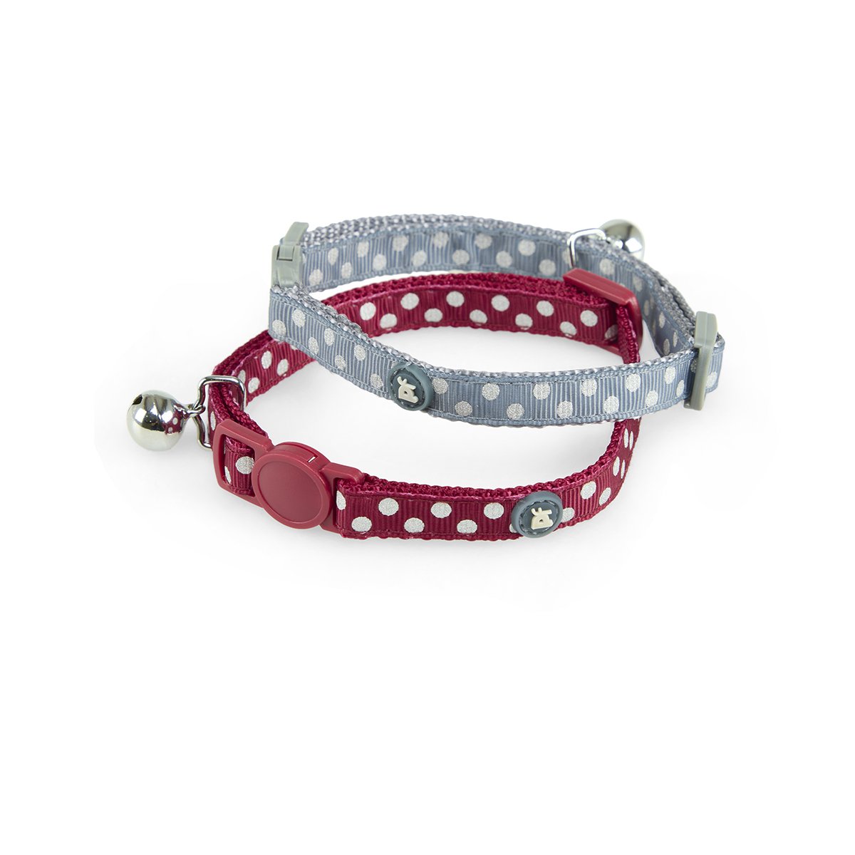 REFLECTIVE SPOTS CAT COLLAR GREY/RED