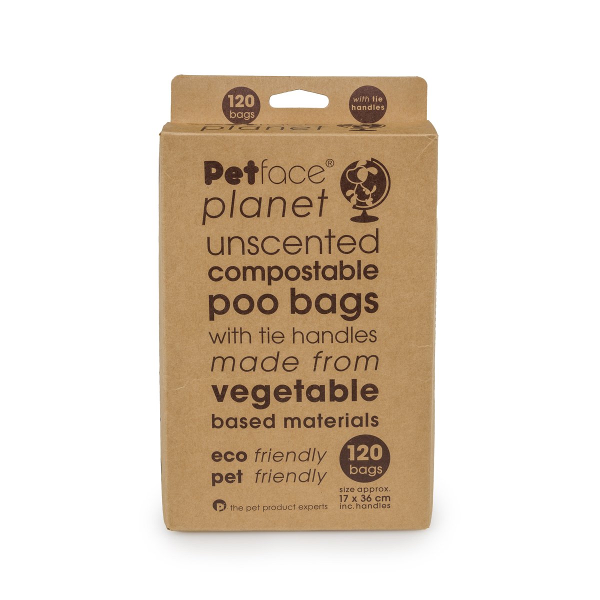 PETFACE PLANET COMPOSTABLE 120 POOP BAGS WITH HANDLES
