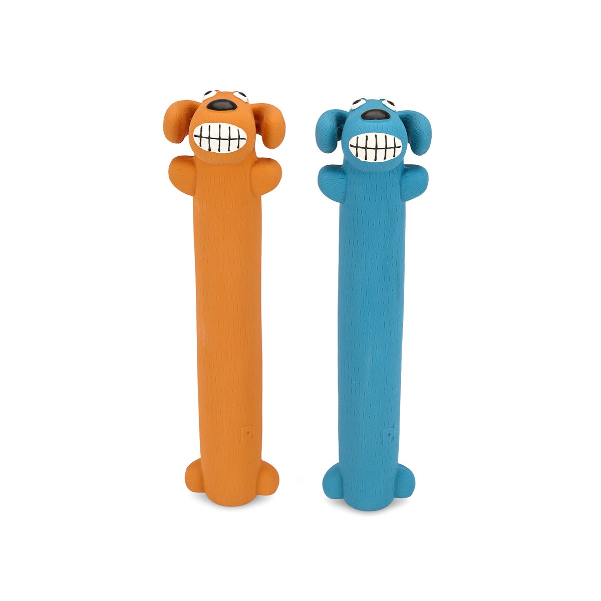 PETFACE BUDDIES LATEX LOOFAH BLUE AND ORANGE DOG TOY