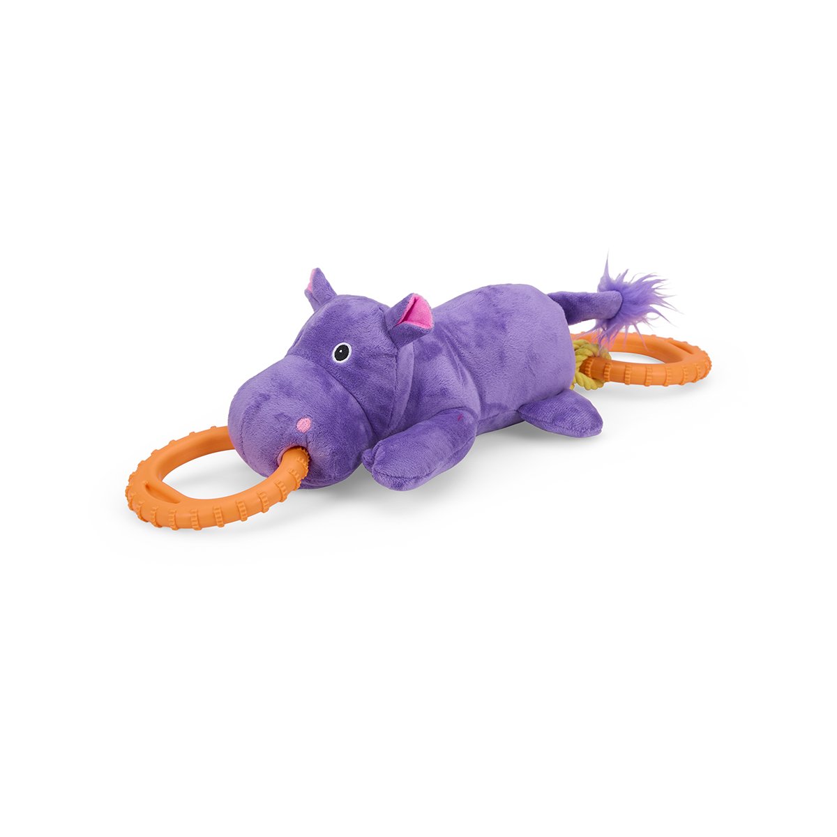 PETFACE BUDDIES HIPPO TUGGER PLUSH AND RUBBER DOG TOY
