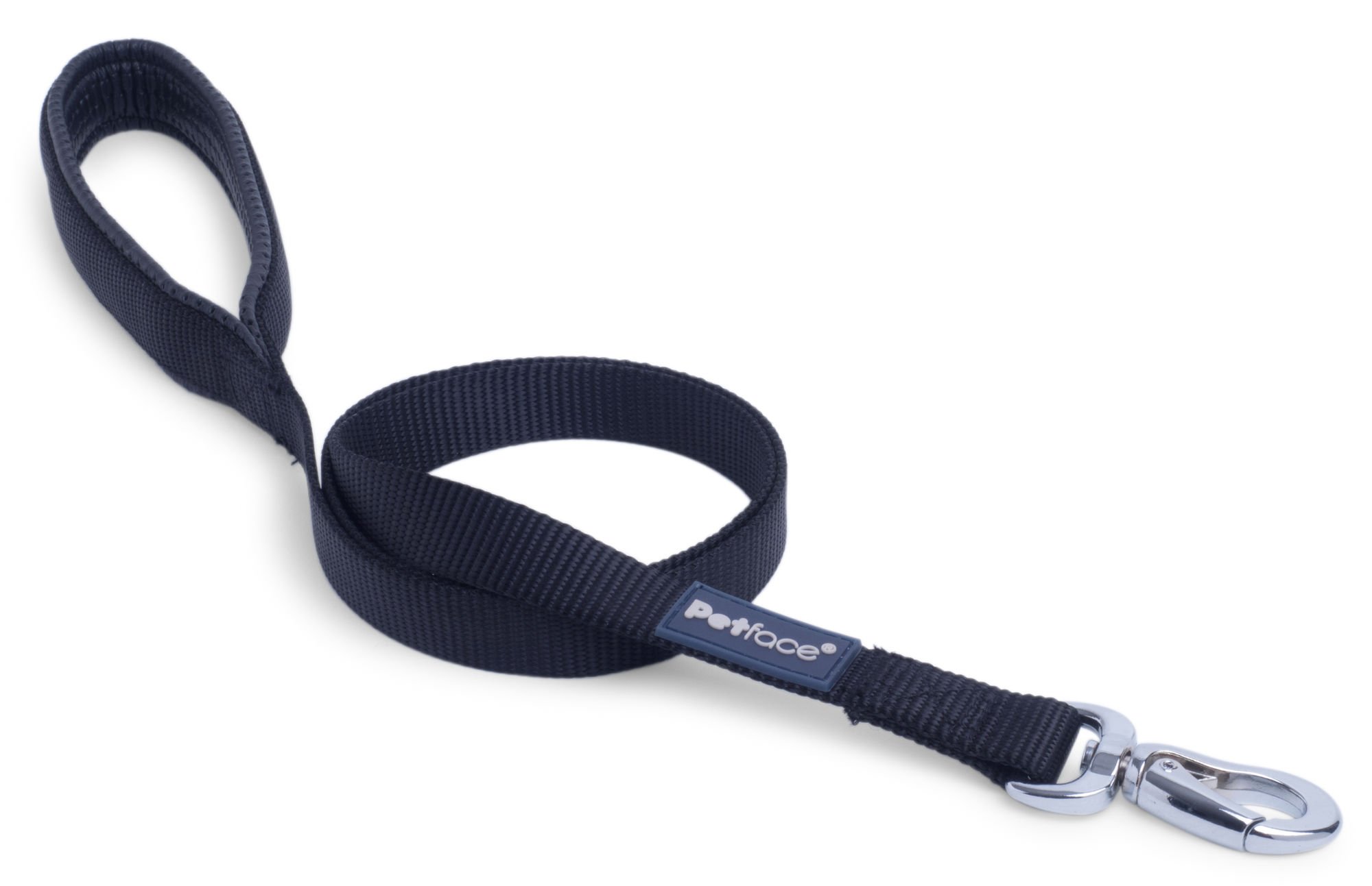 PADDED NYLON DOG LEAD BLACK MED