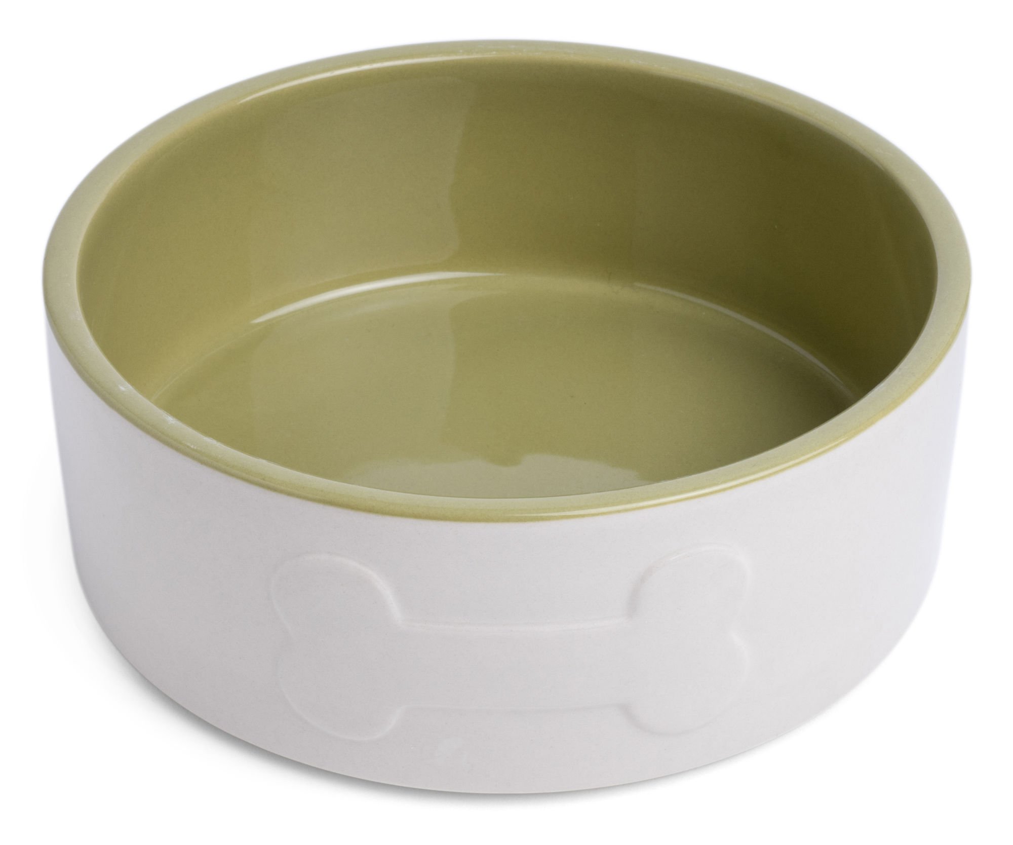 BONE CERAMIC BOWL CREAM/GREEN 20CM