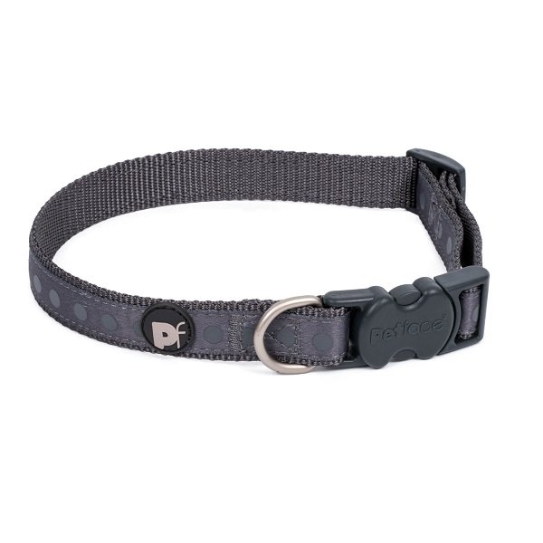 STEEL GREY TONAL DOTS DOG COLLAR SML