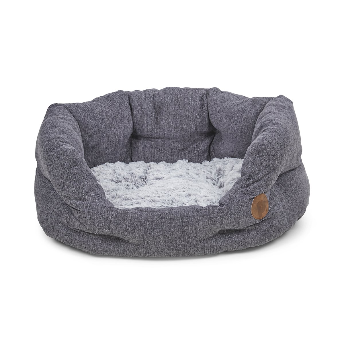 SLATE GREY HIGH OVAL PET BED - MED
