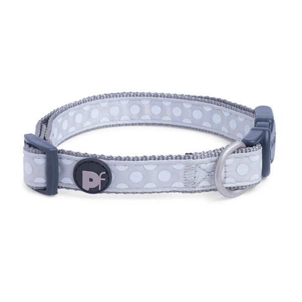 LIGHT GREY TONAL DOTS DOG COLLAR LRG