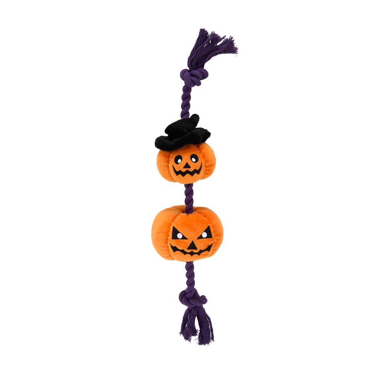 DOUBLE TROUBLE PUMPKIN PLUSH AND ROPE HALLOWEEN DOG TOY