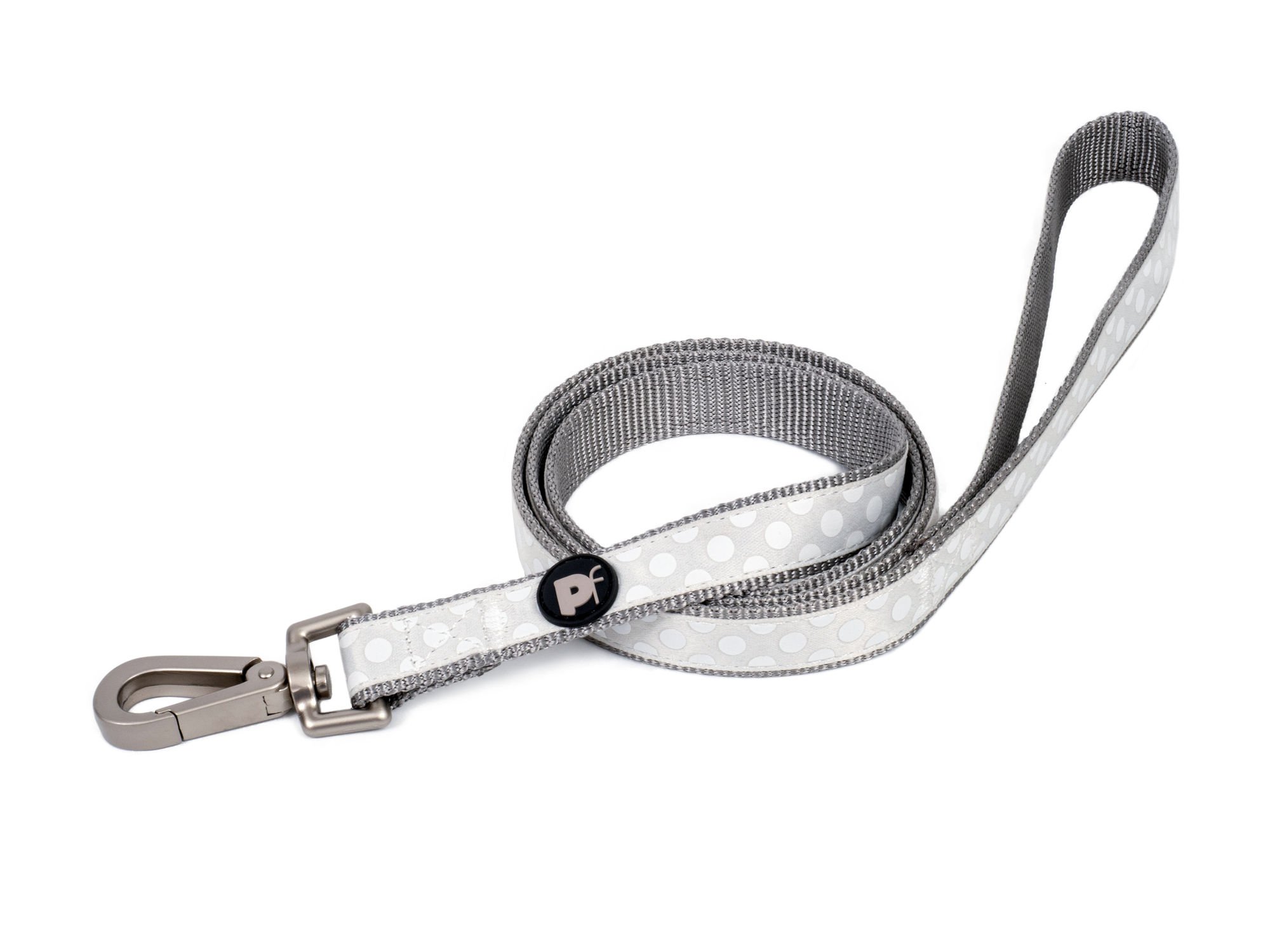 LIGHT GREY TONAL DOTS DOG LEAD MED