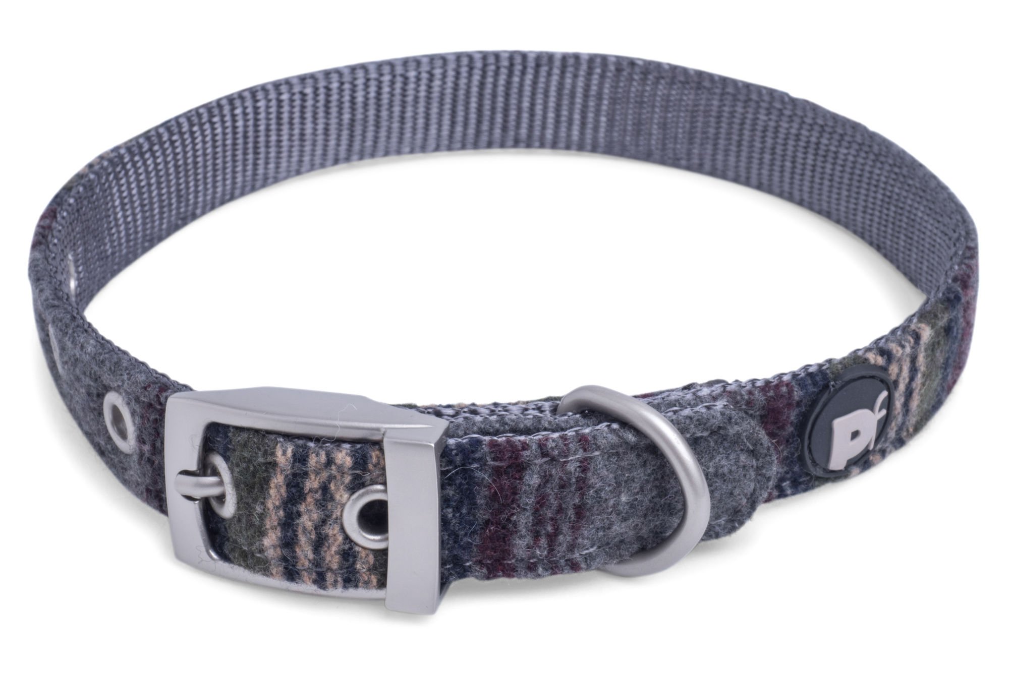 GREY TWEED DOG COLLAR SML