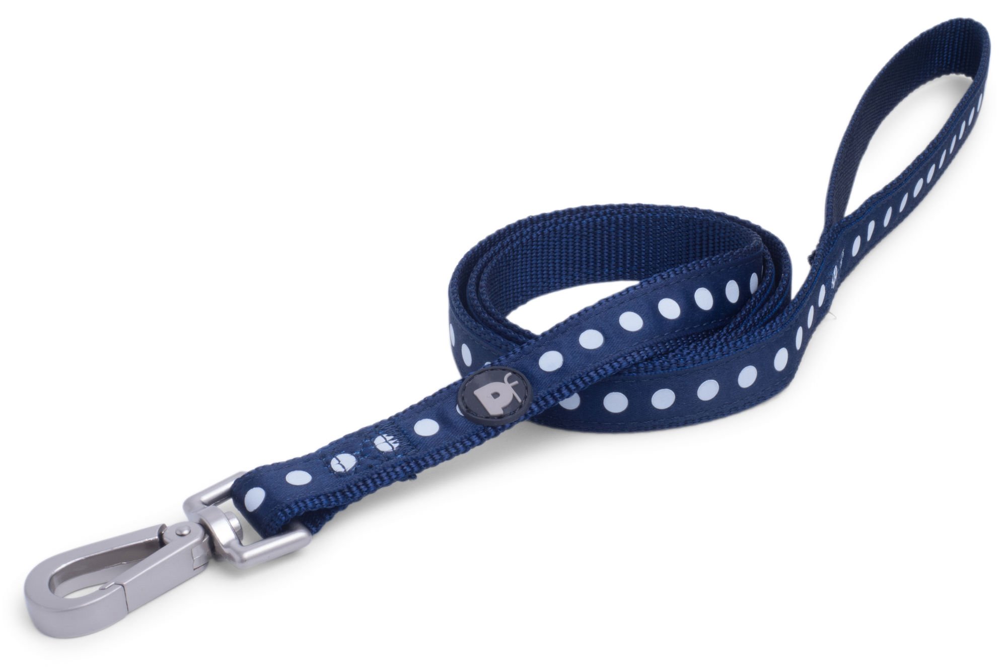 BLUE/WHITE DOTS DOG LEAD  MED