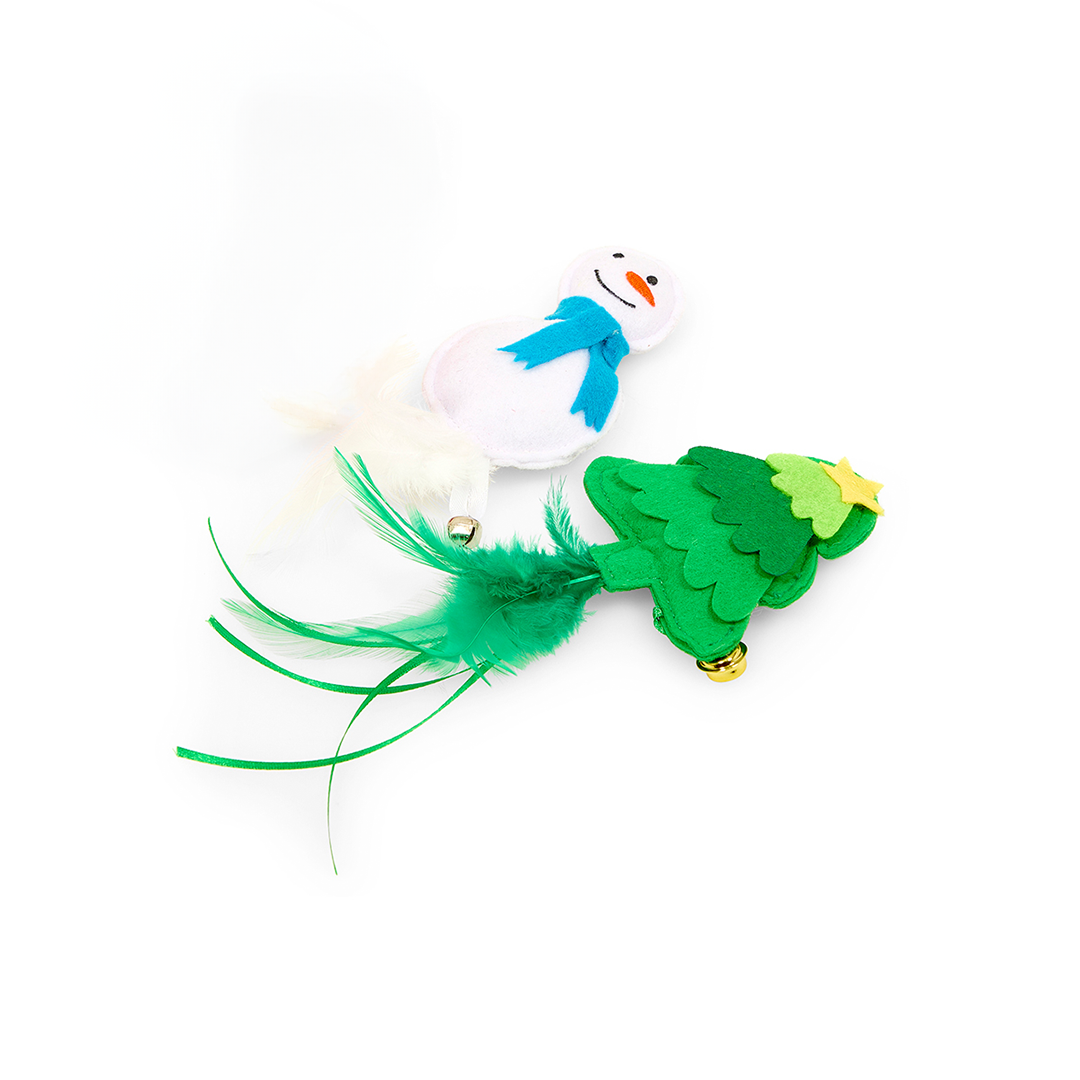 FELT CHRISTMAS CAT TOYS - SNOWMAN AND TREE MIXED SRP