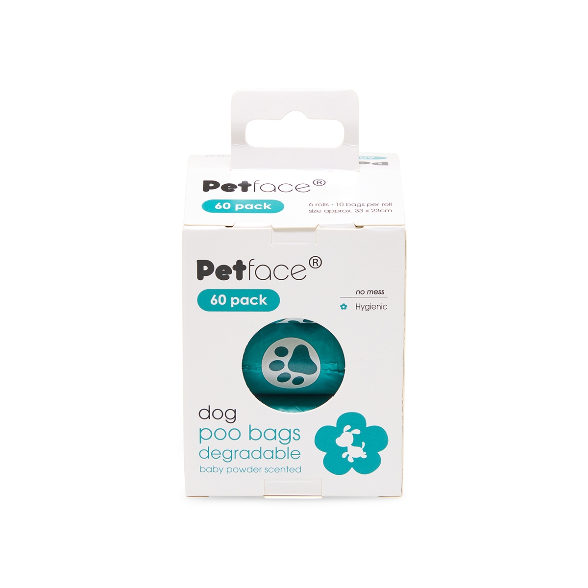LITTLE PETFACE 60 DEGRADABLE BABY POWDER SCENTED POOP BAGS