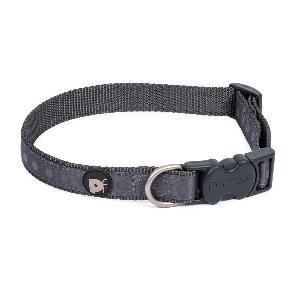 STEEL GREY TONAL DOTS DOG COLLAR XS