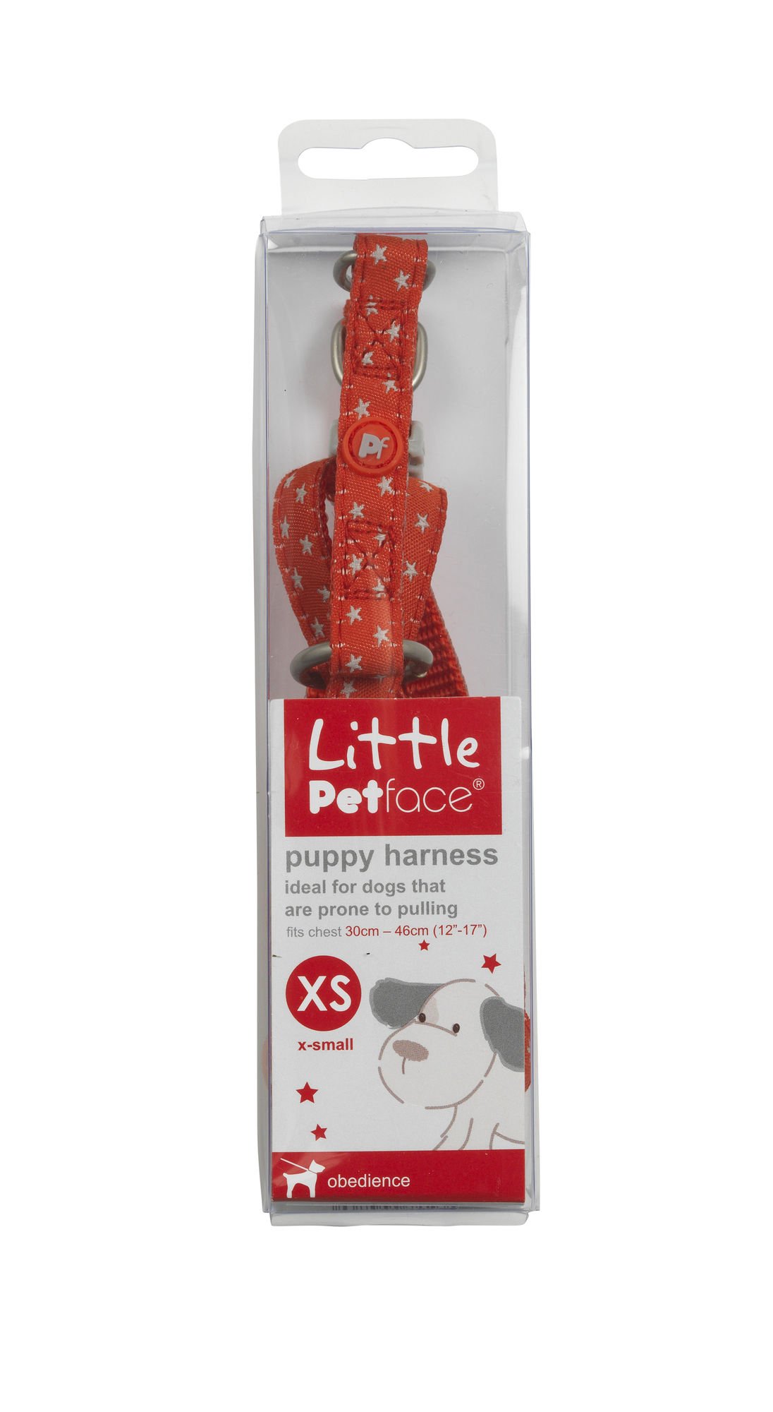 LITTLE PETFACE DOG HARNESS GREY STARS XS