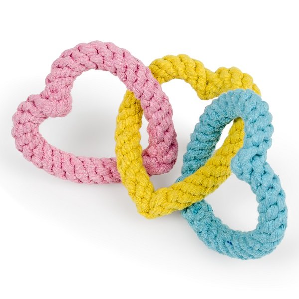 LITTLE PETFACE ROPE HEARTS DOG TOY