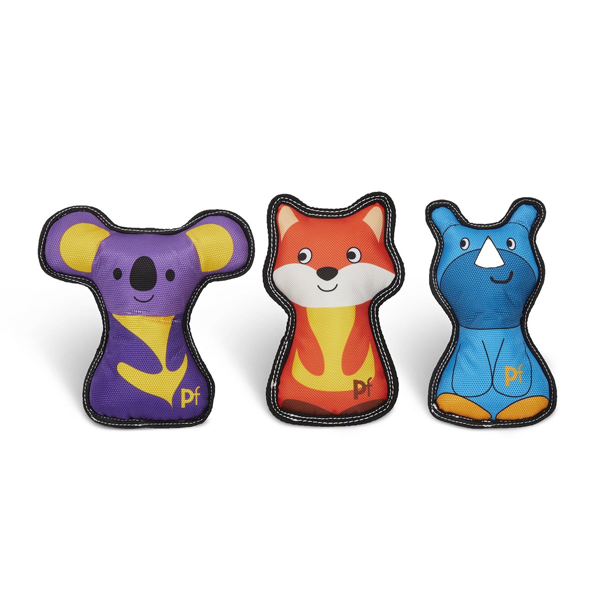 PETFACE BUDDIES, KOALA, RHINO & FOX MIXED DOG TOYS