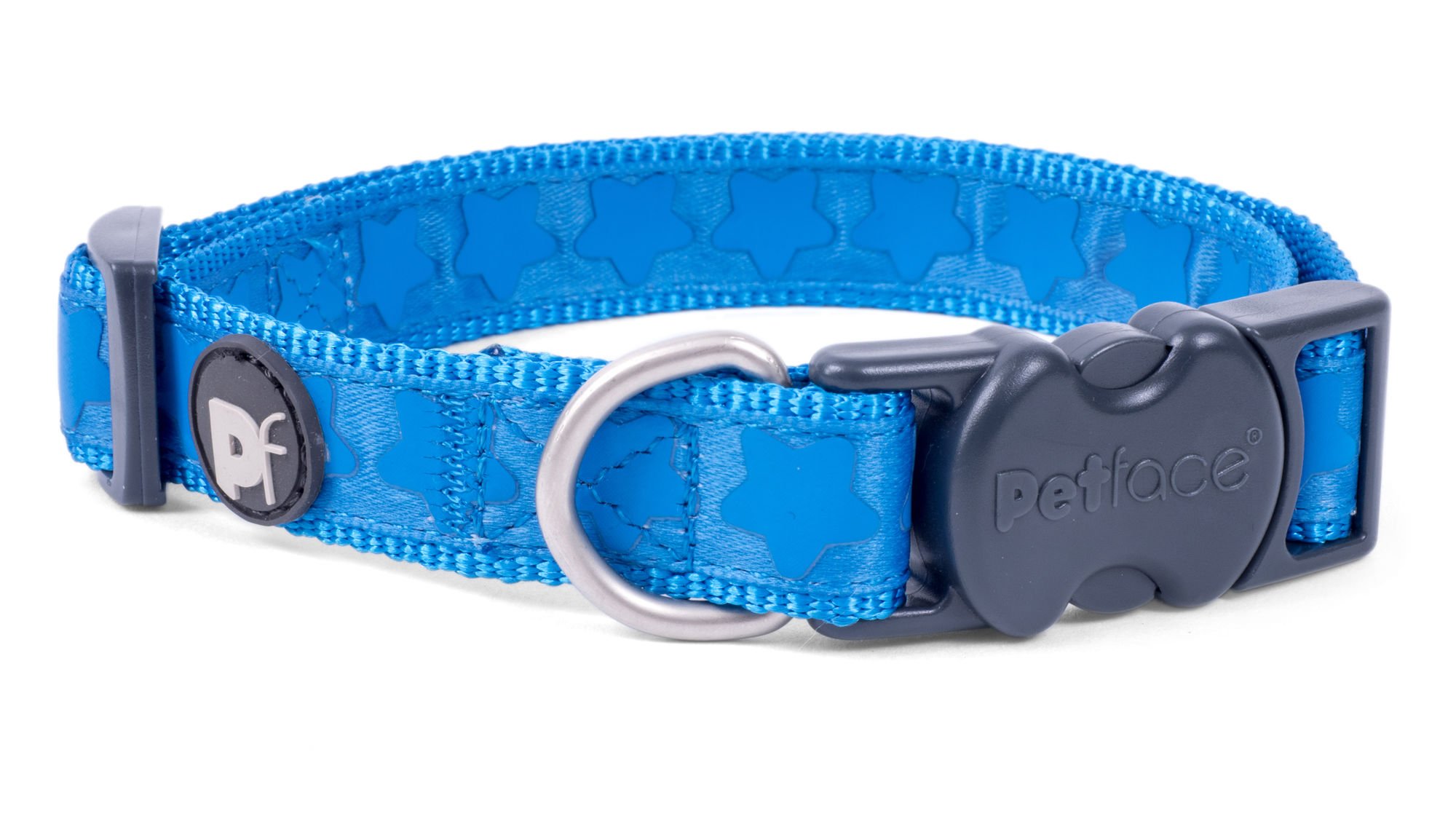 BLUE TONAL STARS DOG COLLAR LRG