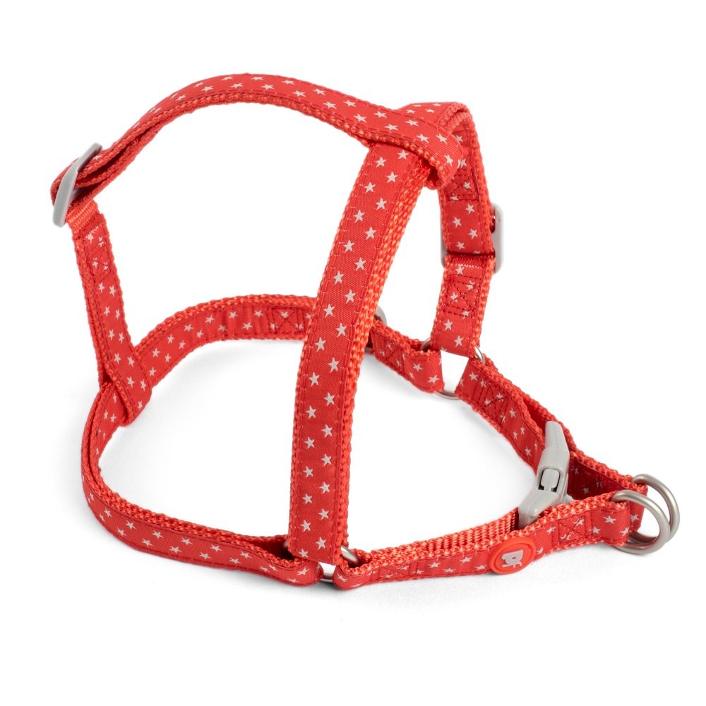 LITTLE PETFACE DOG HARNESS GREY STARS SML