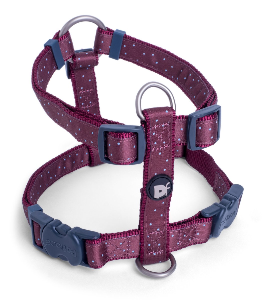 OX BLOOD DITSY SPOT DOG HARNESS LRG