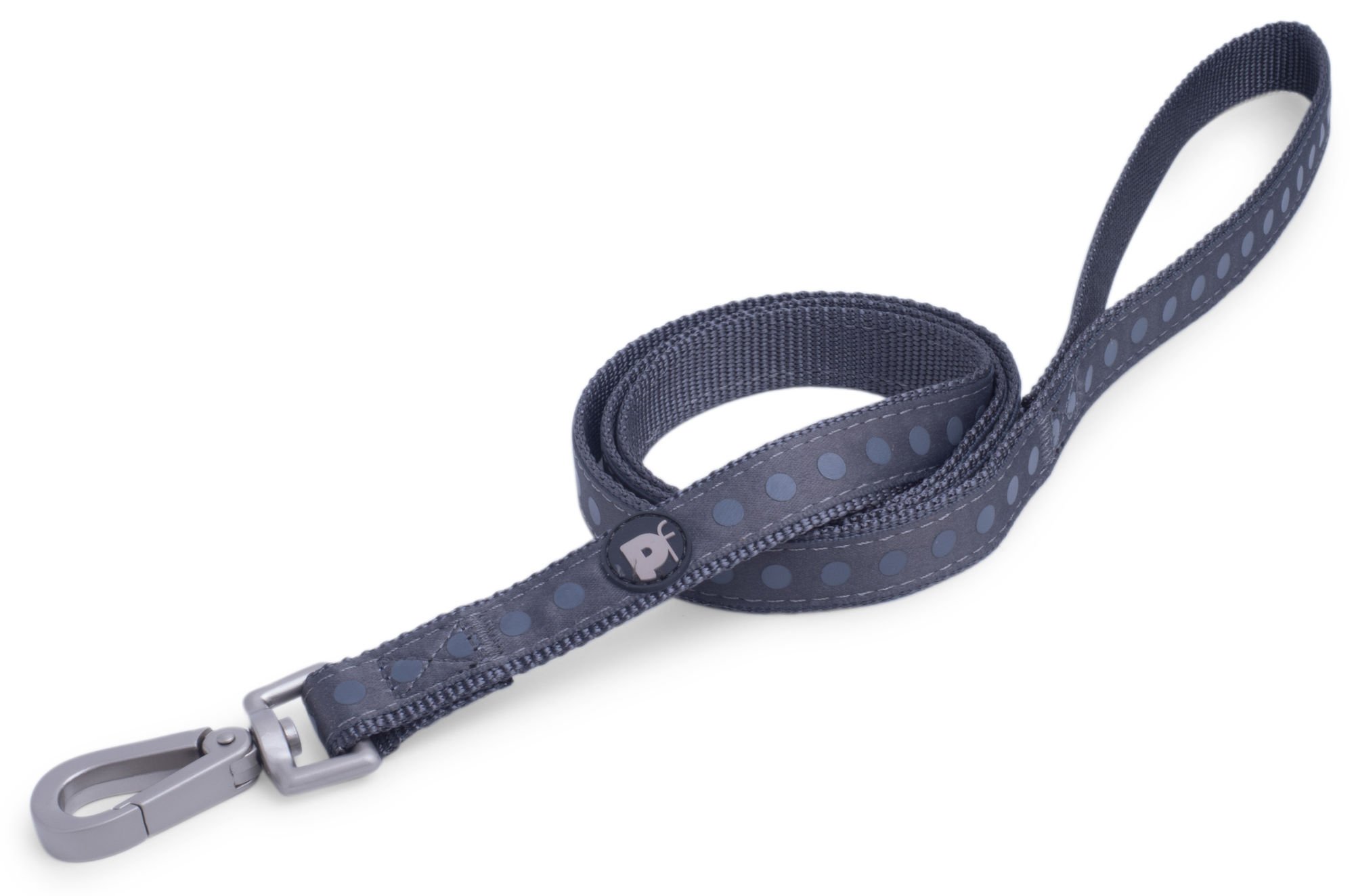 STEEL GREY TONAL DOTS DOG LEAD SML