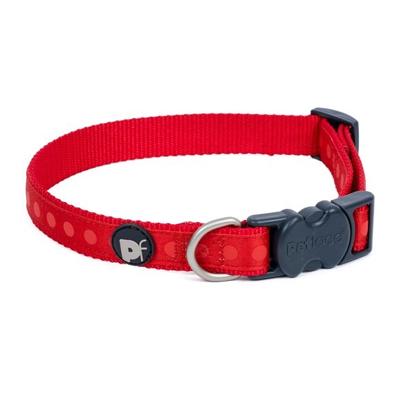 RED TONAL DOTS DOG COLLAR LRG