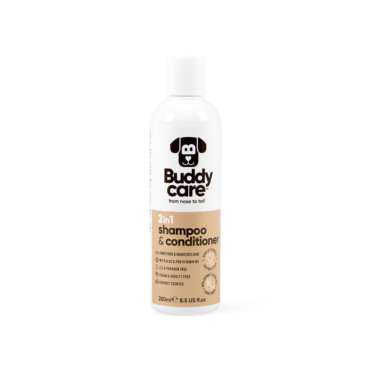 BUDDYCARE 2 IN 1 DOG SHAMPOO & CONDITIONER - COCONUT 250ML