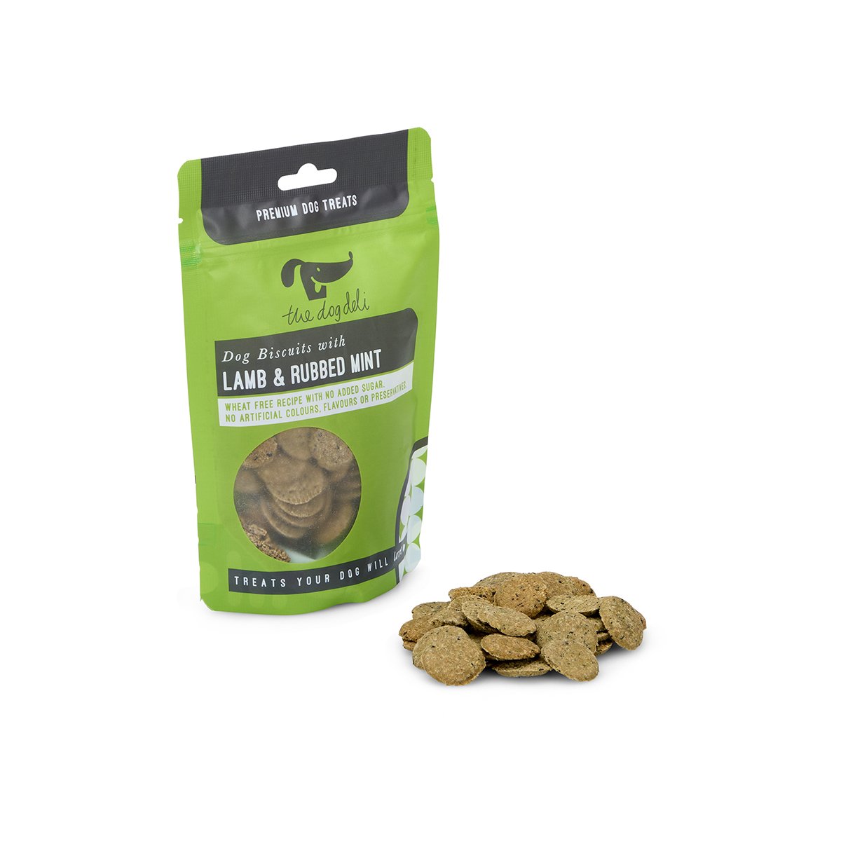 DOG DELI BISCUITS  WITH LAMB & RUBBED MINT 100G