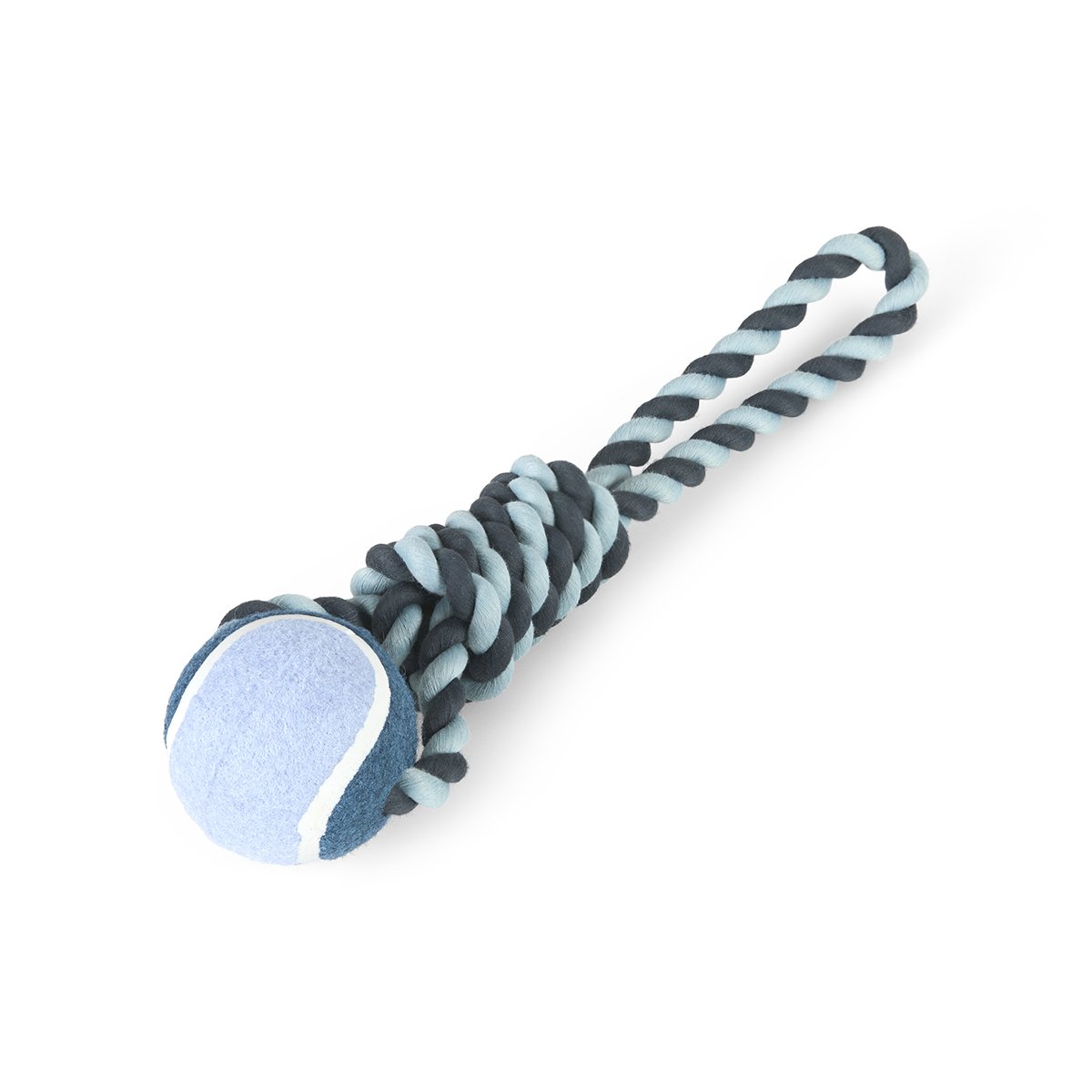 TENNIS BALL WITH ROPE HANDLE DOG TOY