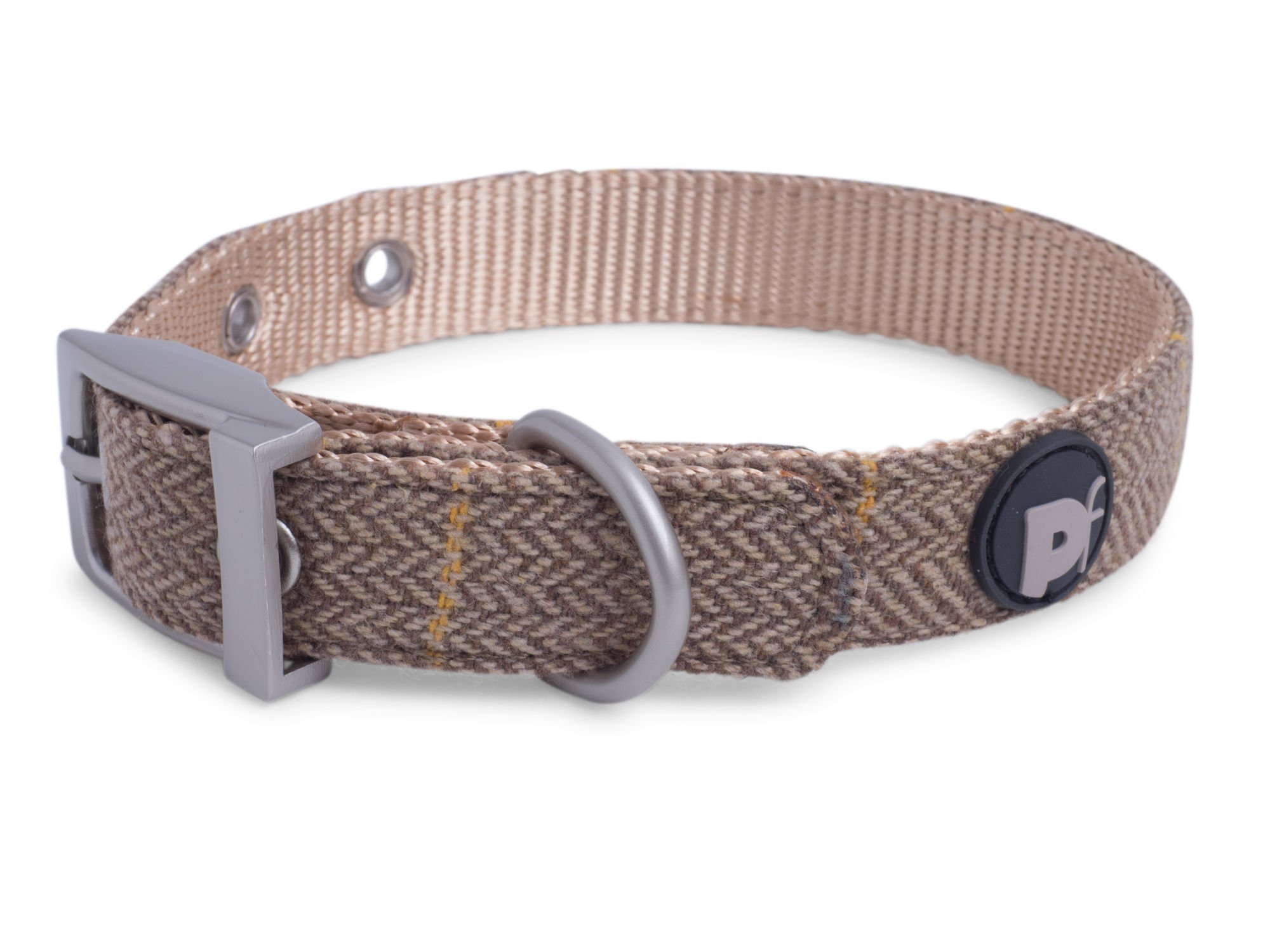 TAN TWEED DOG COLLAR SML