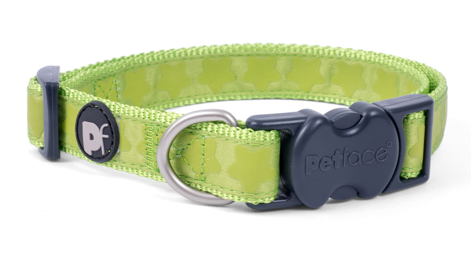GREEN TONAL STARS DOG COLLAR LRG