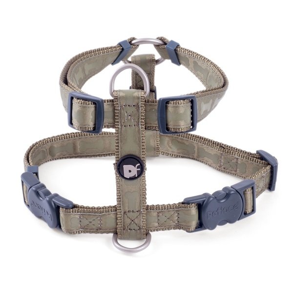 COUNTRY GREEN TONAL BONES DOG HARNESS LRG