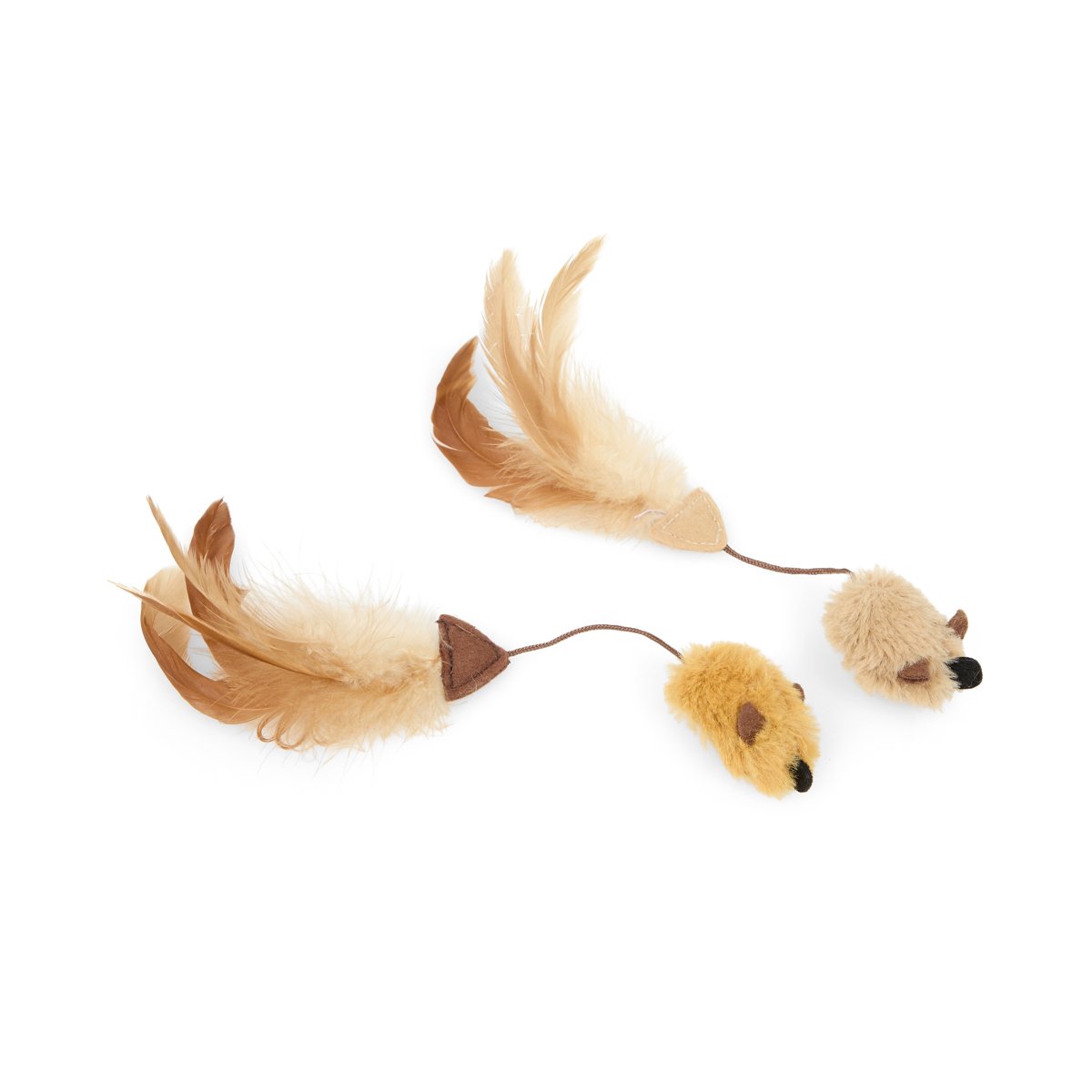 CATKINS 2 PACK FEATHER TAIL MICE PLUSH CAT TOY